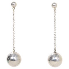 Tiffany & Co Sterling Silver Ball Drop Earrings W/ Box