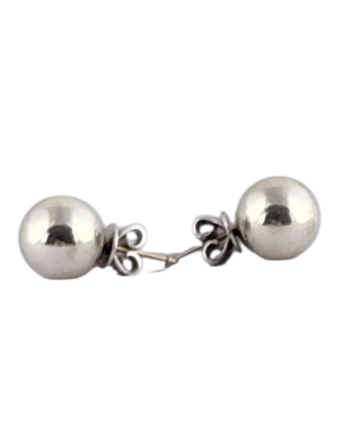 Tiffany & Co Sterling Silver Ball Earrings 10mm #23950 Damen im Angebot