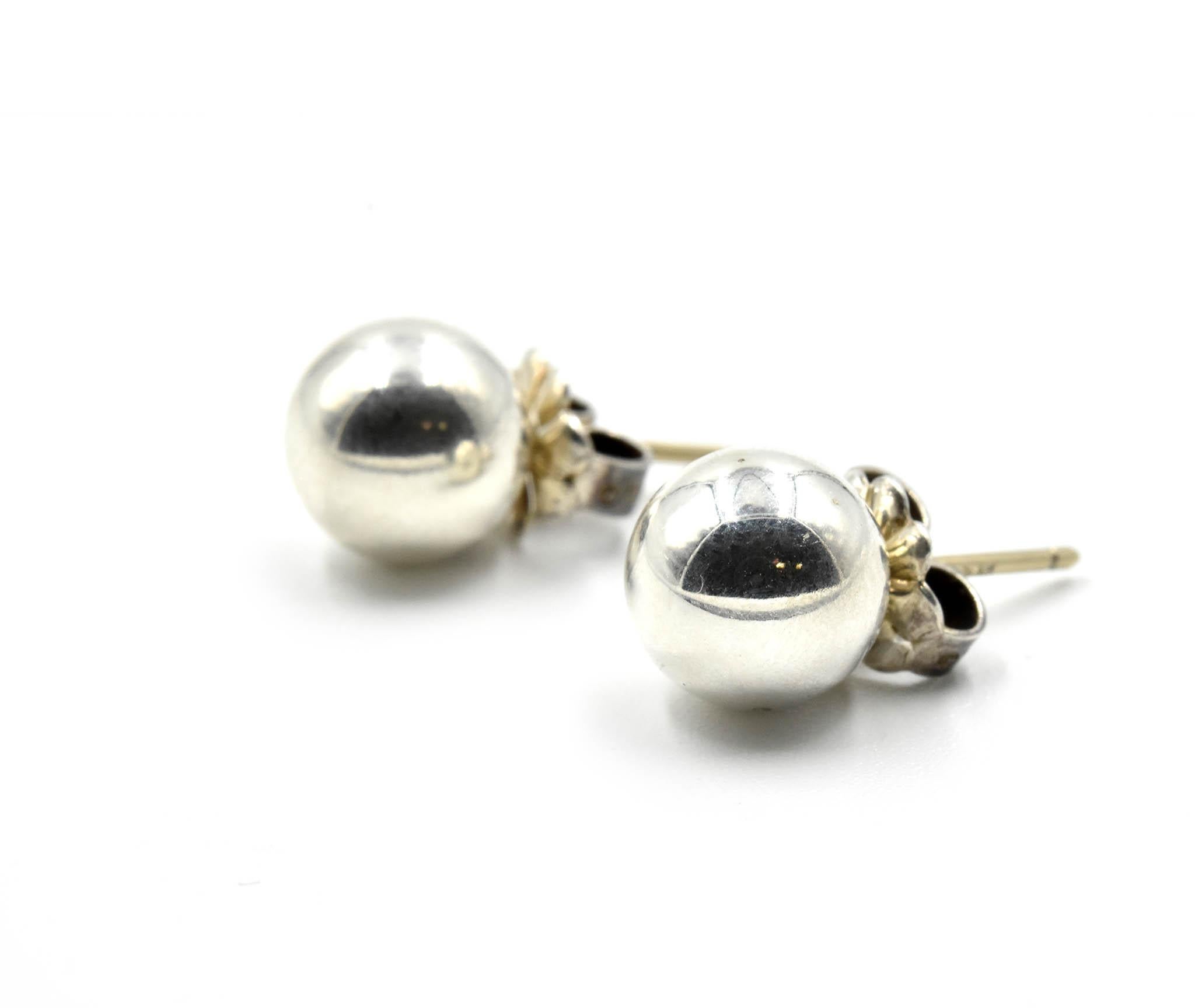 Designer: Tiffany & Co
Material: sterling silver
Dimensions: each ball measures 8mm in diameter
Fastenings: friction backs
Weight: 2.00 grams
Retail: $175

