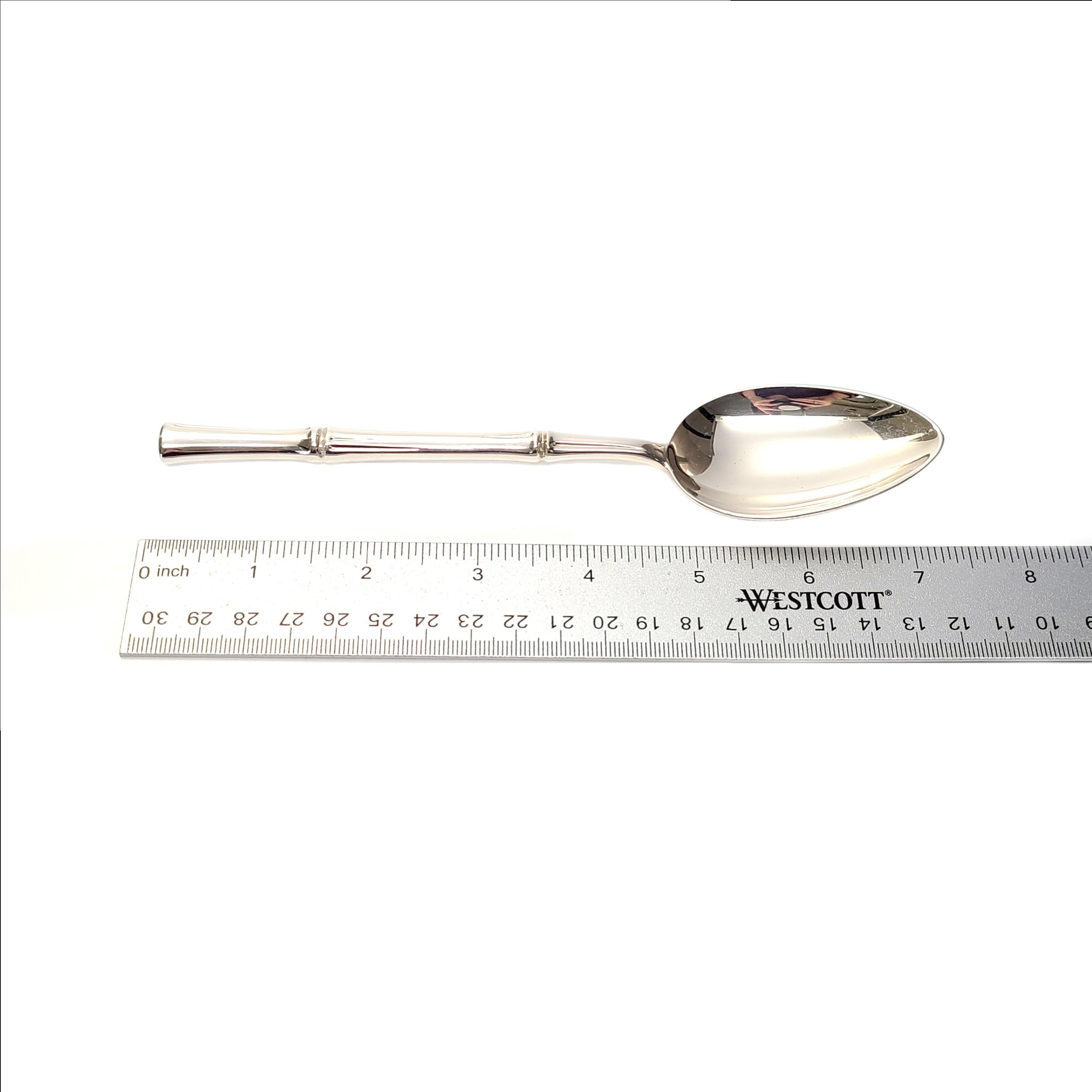 Tiffany & Co. Sterling Silver Bamboo Dessert/ Oval Soup Spoon with Pouch 'A' 6