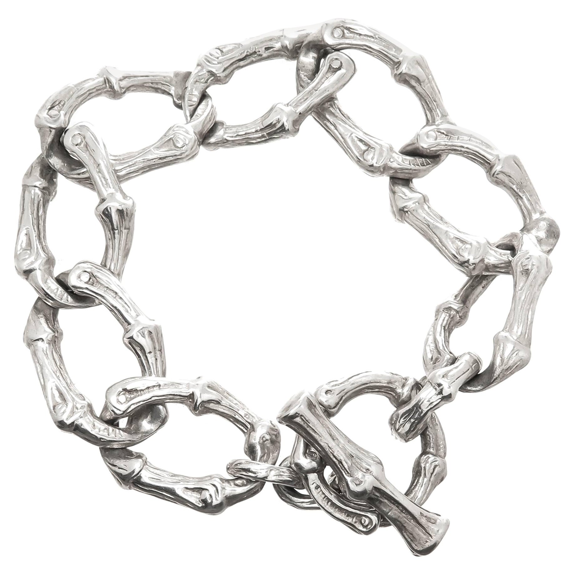Tiffany & Co. Schweres Gliederarmband aus Sterlingsilber und Bambus