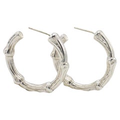 Tiffany & Co. Sterling Silver Bamboo Hoop Earrings 1996
