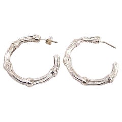 Tiffany & Co. Orecchini a cerchio di bambù in argento sterling con scatola originale e custodia, 1996