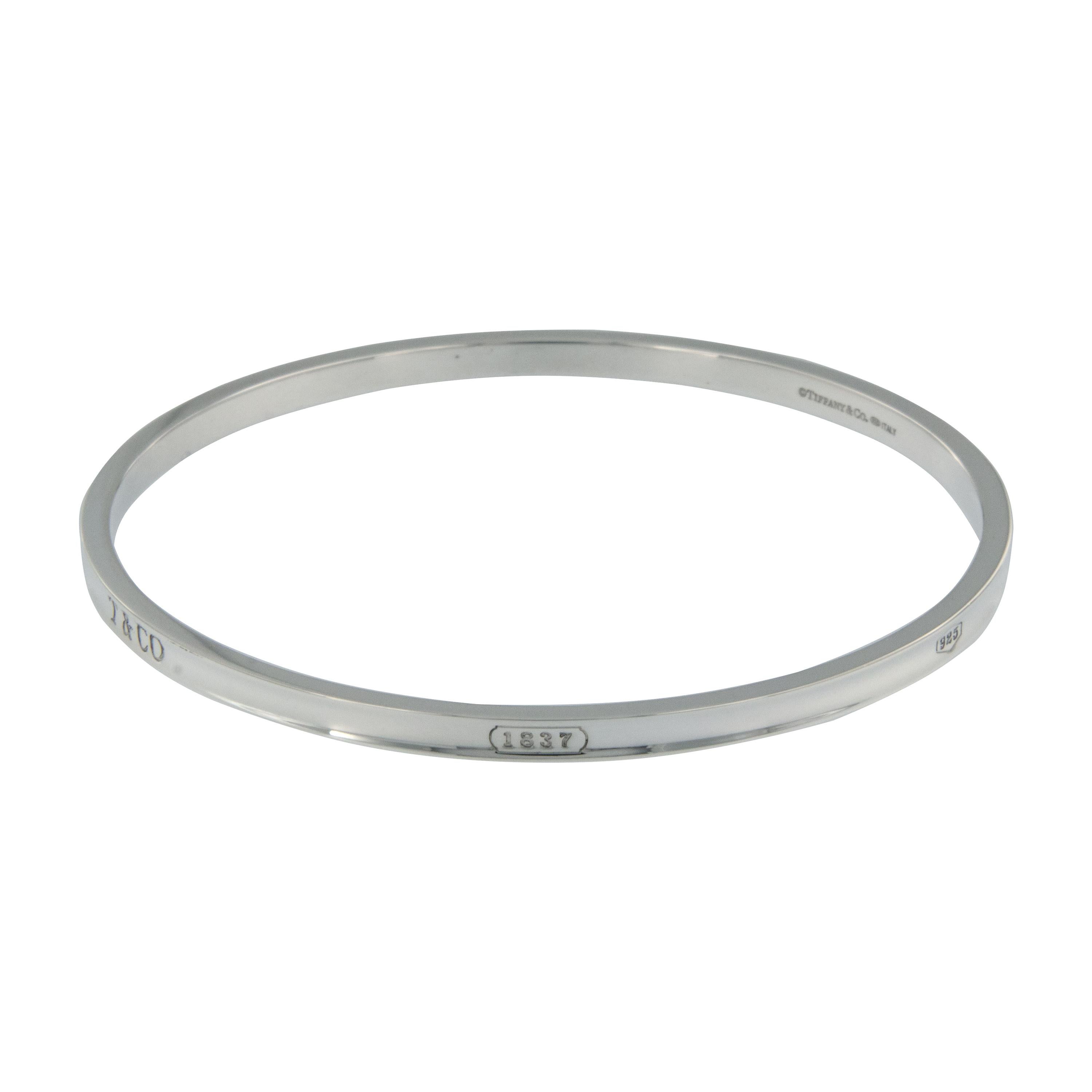 Inscribed with the year Tiffany & Co. was founded, the Tiffany 1837™ collection celebrates authentic craftsmanship and their proud legacy as an influential design house. This timeless bangle is perfect for every day wear as it's simplistic,