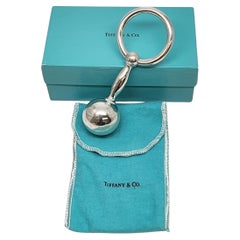 Tiffany & Co Sterling Silver Barbell Teething Ring Rattle w/Pouch and Box #17264