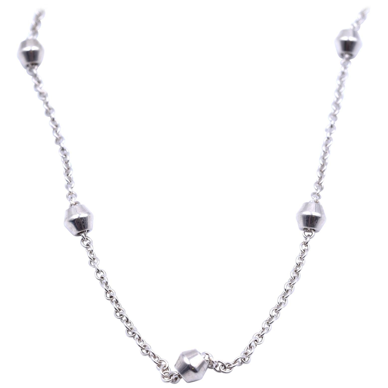 Sterling silver on sale bead necklace tiffany