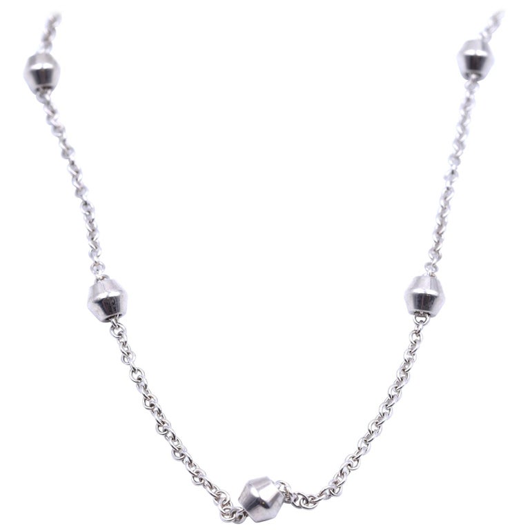 Tiffany and Co. Sterling Silver 'Barrel Bead' Station Necklace at 1stDibs tiffany station necklace