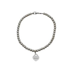 Tiffany & Co Sterling Silver Bead Bracelet with Return To Tiffany Heart #20135