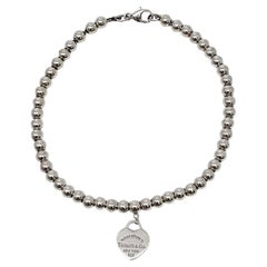 Tiffany & Co Sterlingsilber-Perlenarmband mit Rückgabe an Tiffany Heart #20135