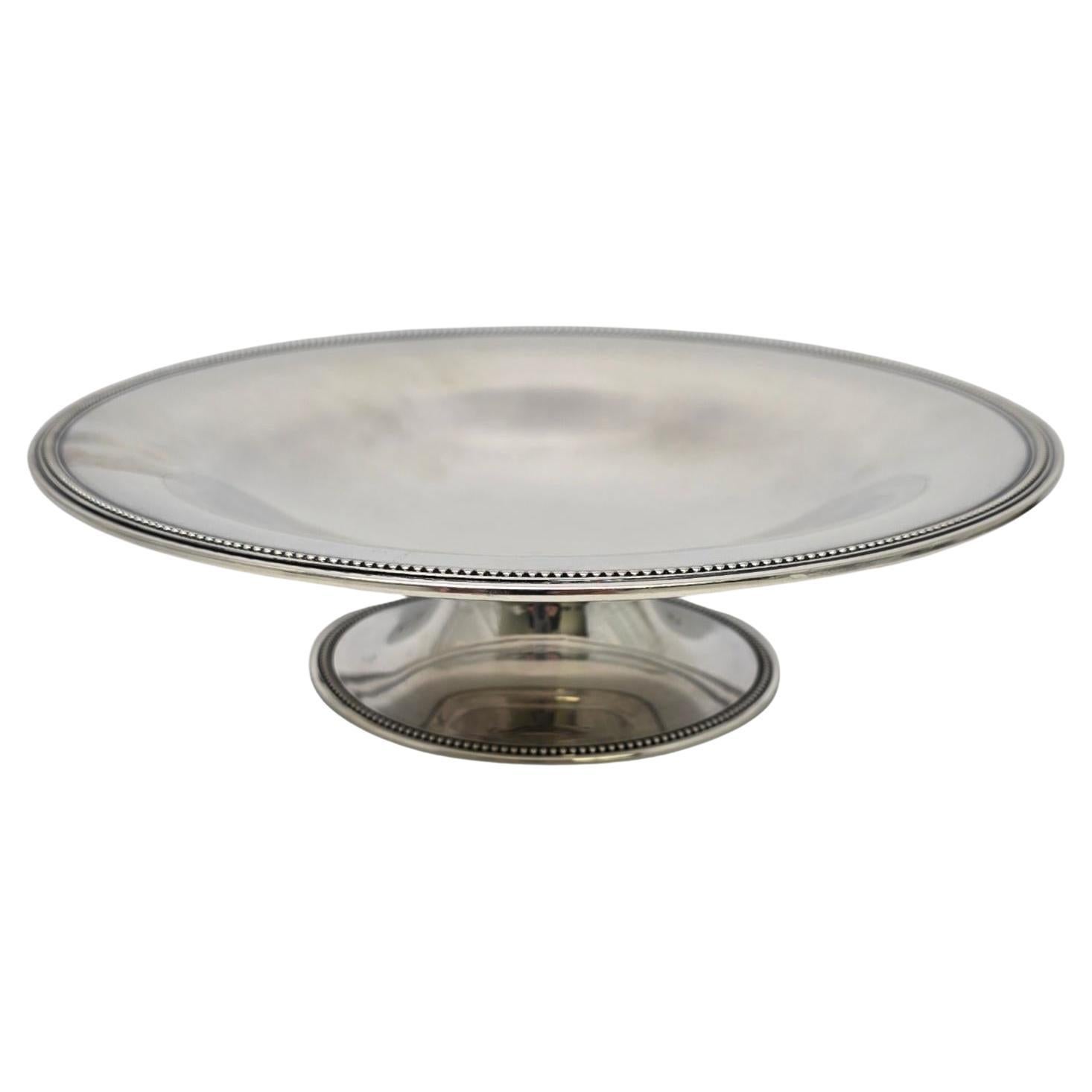 Tiffany & Co Sterling Silver Beaded Edge Shallow Footed Bowl 7 3/4" #18881