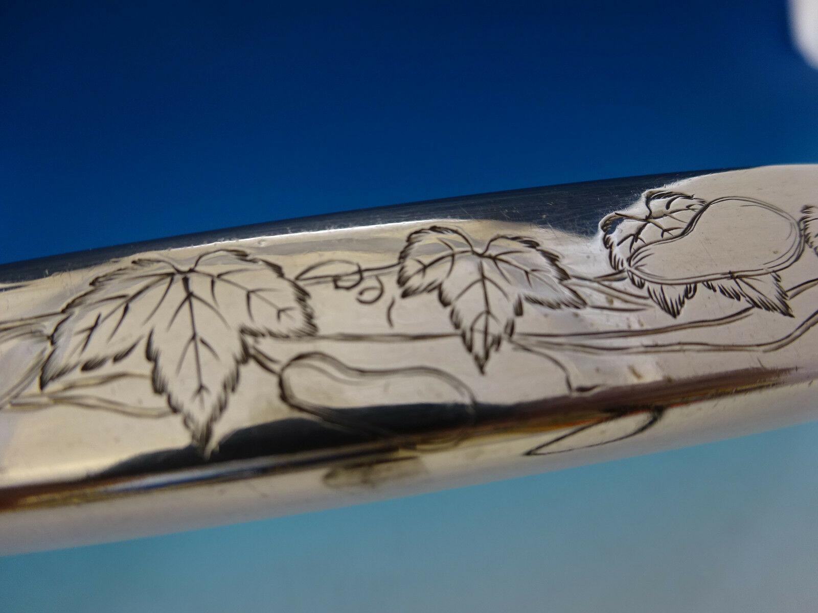 Tiffany & Co. Sterling Silver Berry Spoon HH AS Shell Bowl BC w/Gourds Vine Bird In Excellent Condition In Big Bend, WI