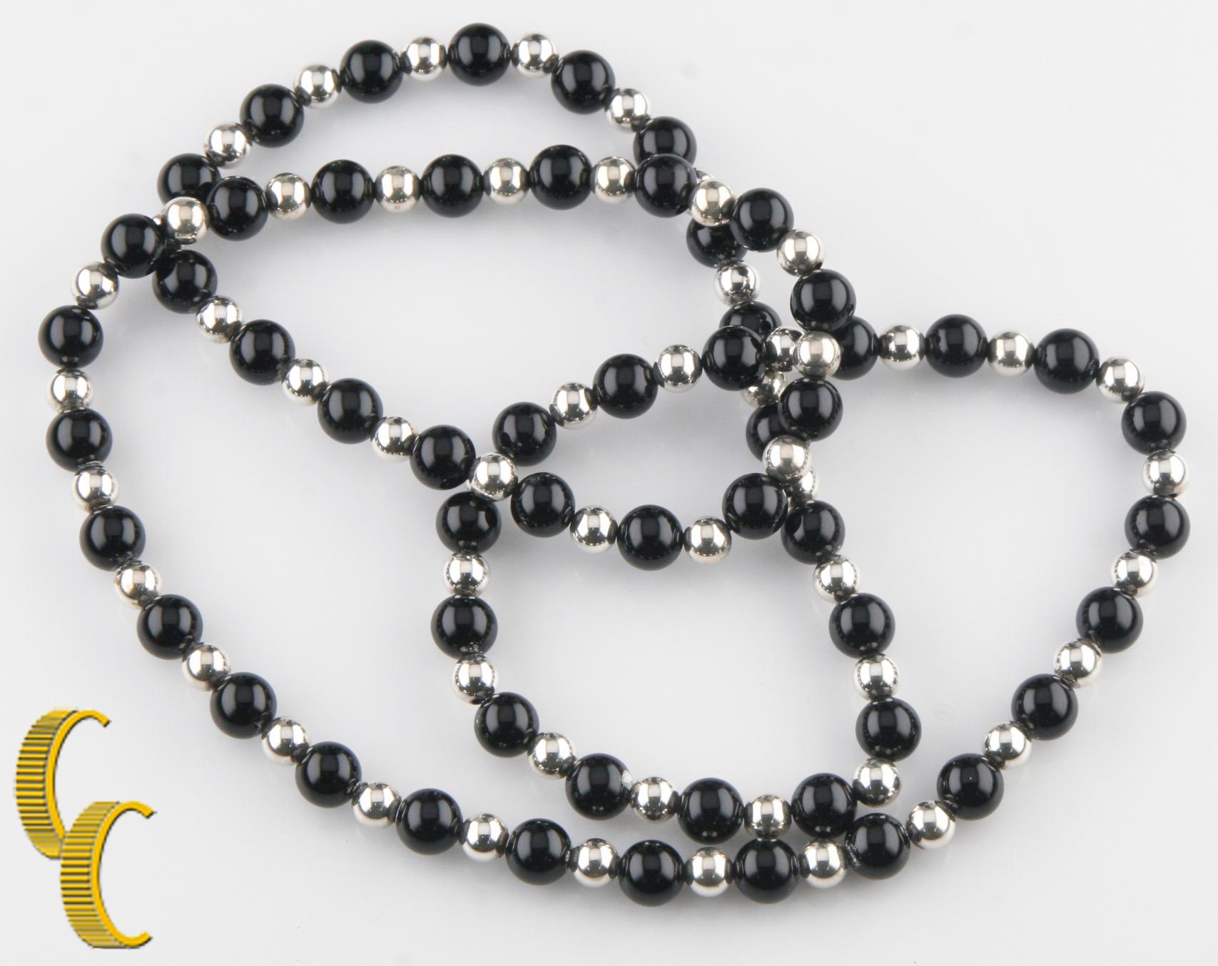 black and silver beaded necklace