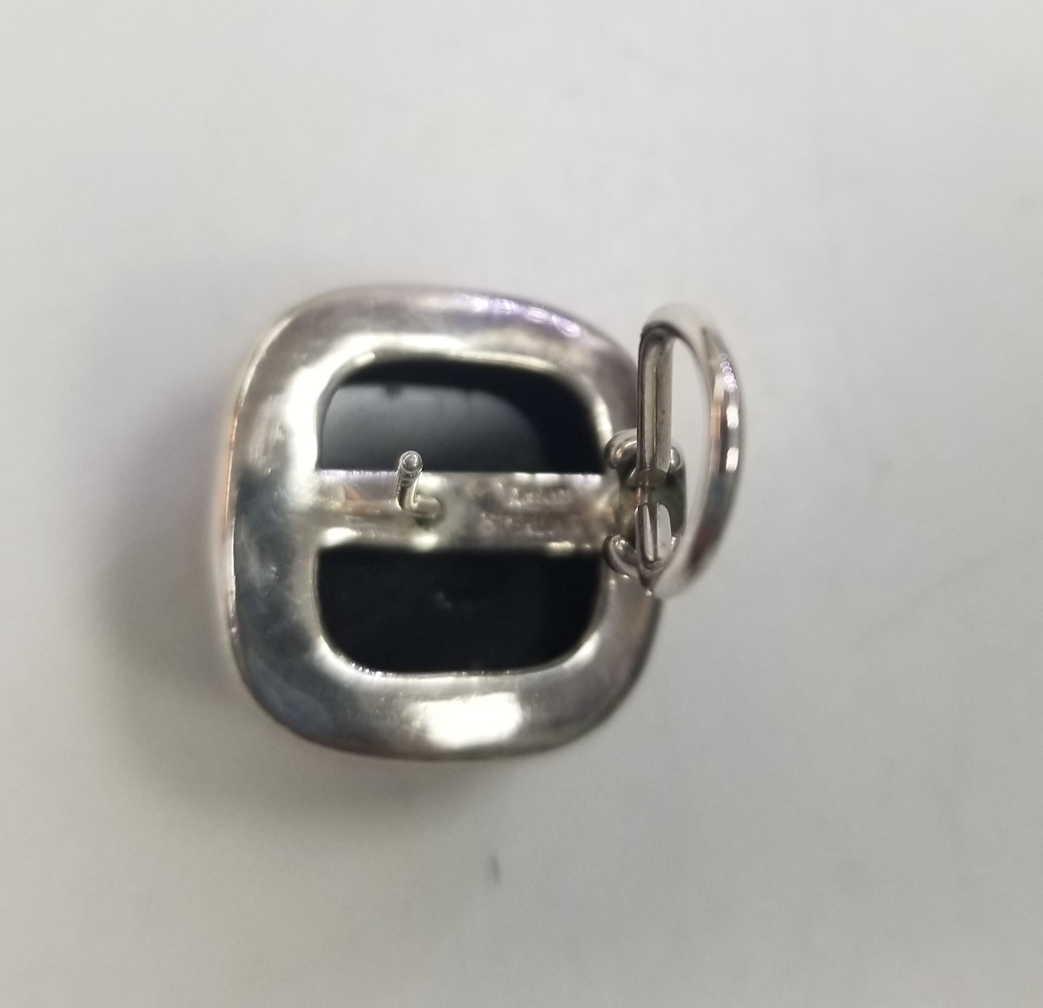 TIFFANY & CO. Sterling Silver, Black Onyx Cabochon Earrings In Excellent Condition In Los Angeles, CA