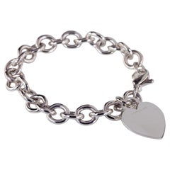 Tiffany & Co. Sterling Silver Blank Heart Tag Charm Bracelet