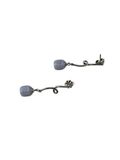Tiffany & Co. Sterling Silver Blue Chalcedony Drop Earrings #24527