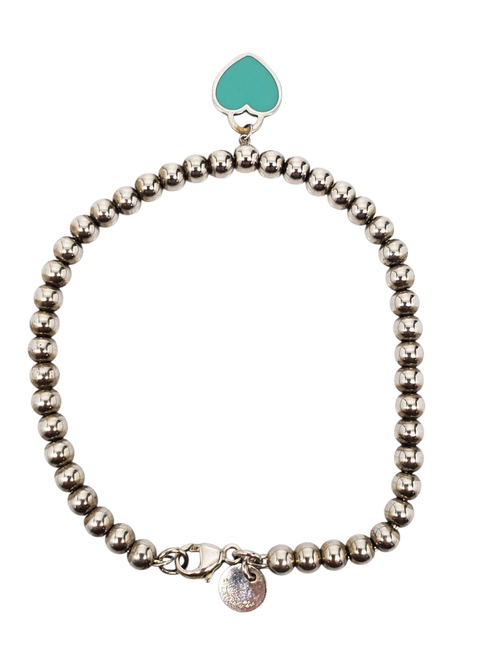 Tiffany & Co. Bracciale con cuore in argento 925 con smalto blu #23701 in vendita 2