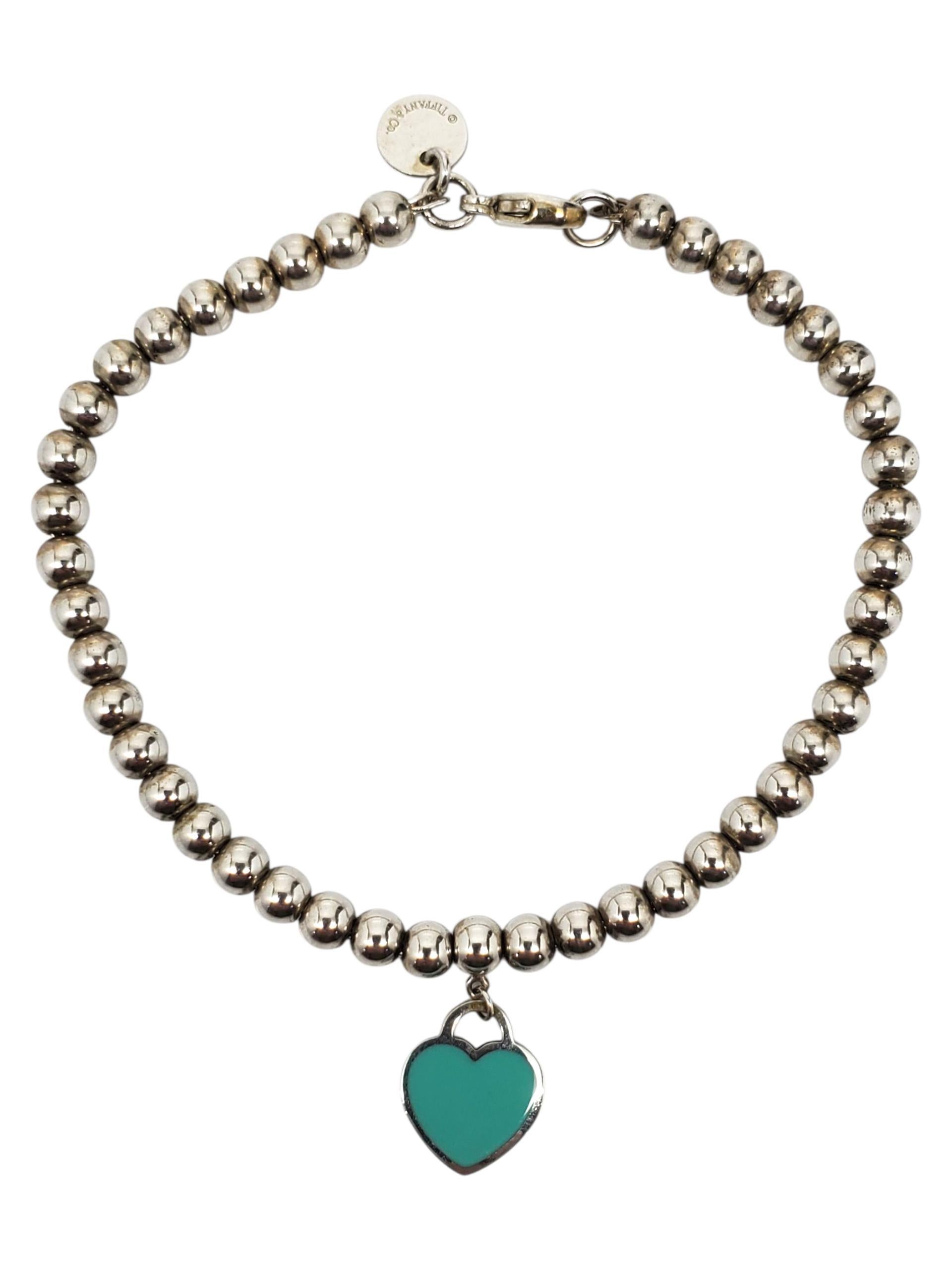 Tiffany & Co. Bracciale con cuore in argento 925 con smalto blu #23701 in vendita 3