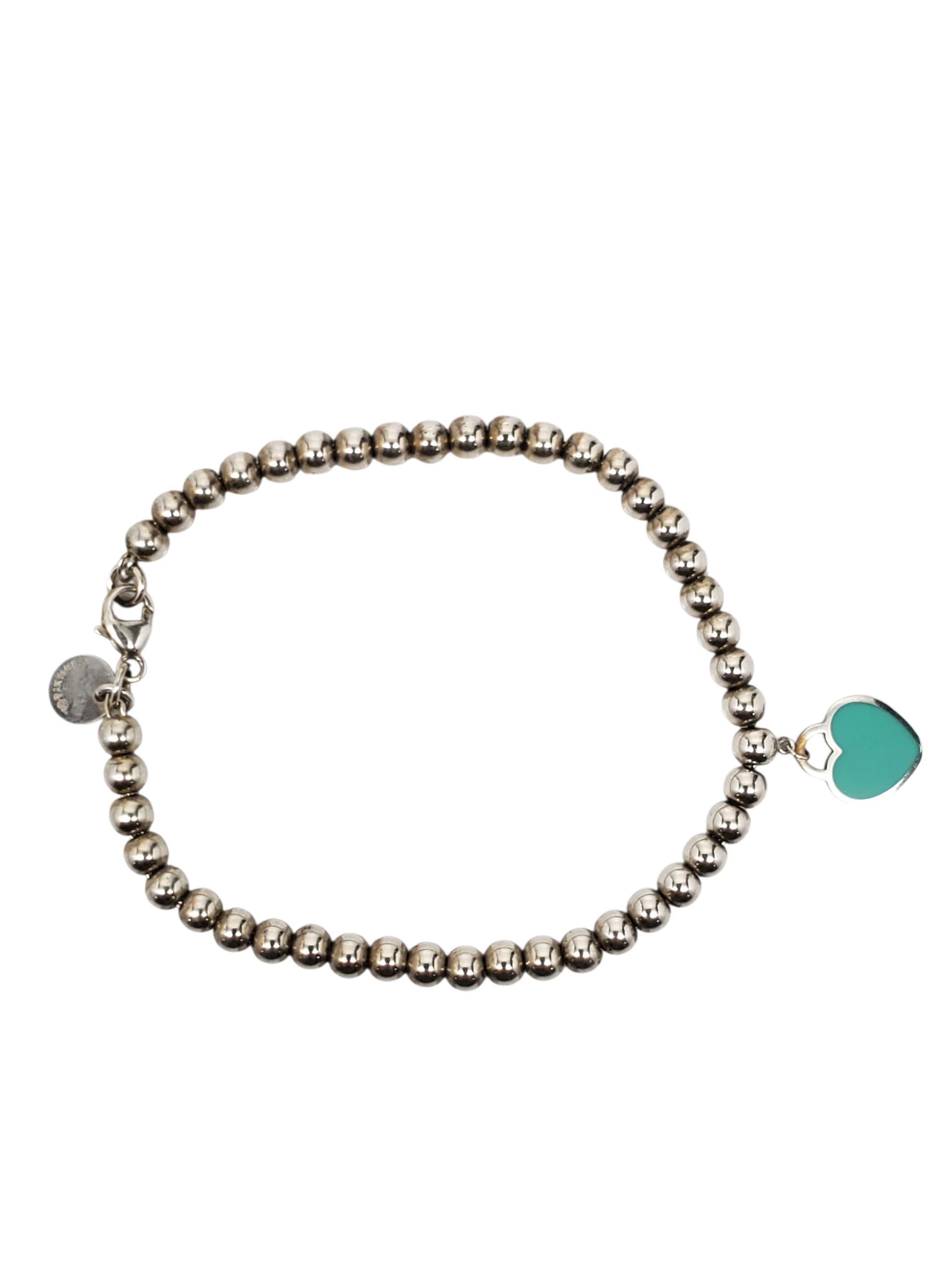 Tiffany & Co. Bracciale con cuore in argento 925 con smalto blu #23701 in vendita 5