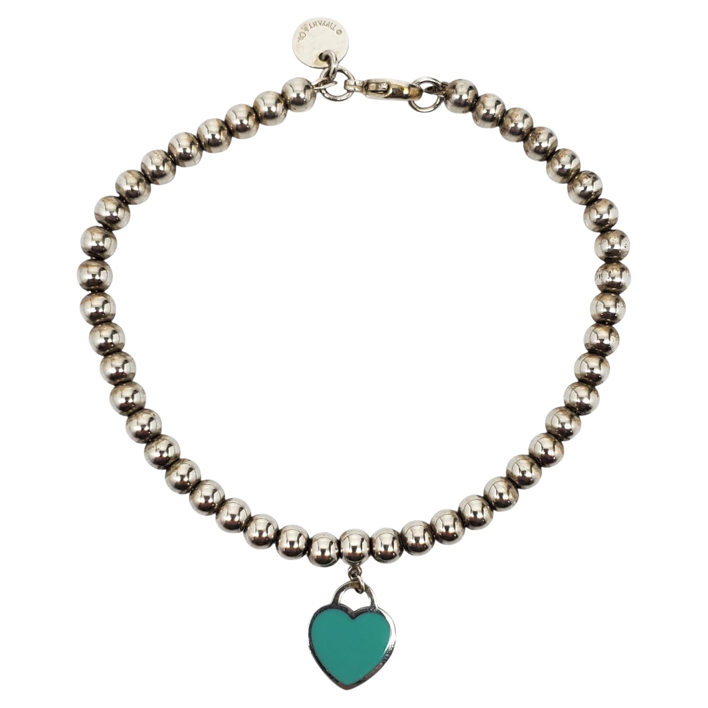 Tiffany & Co. Bracciale con cuore in argento 925 con smalto blu #23701