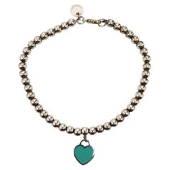 Tiffany & Co. Bracciale con cuore in argento 925 con smalto blu #23701