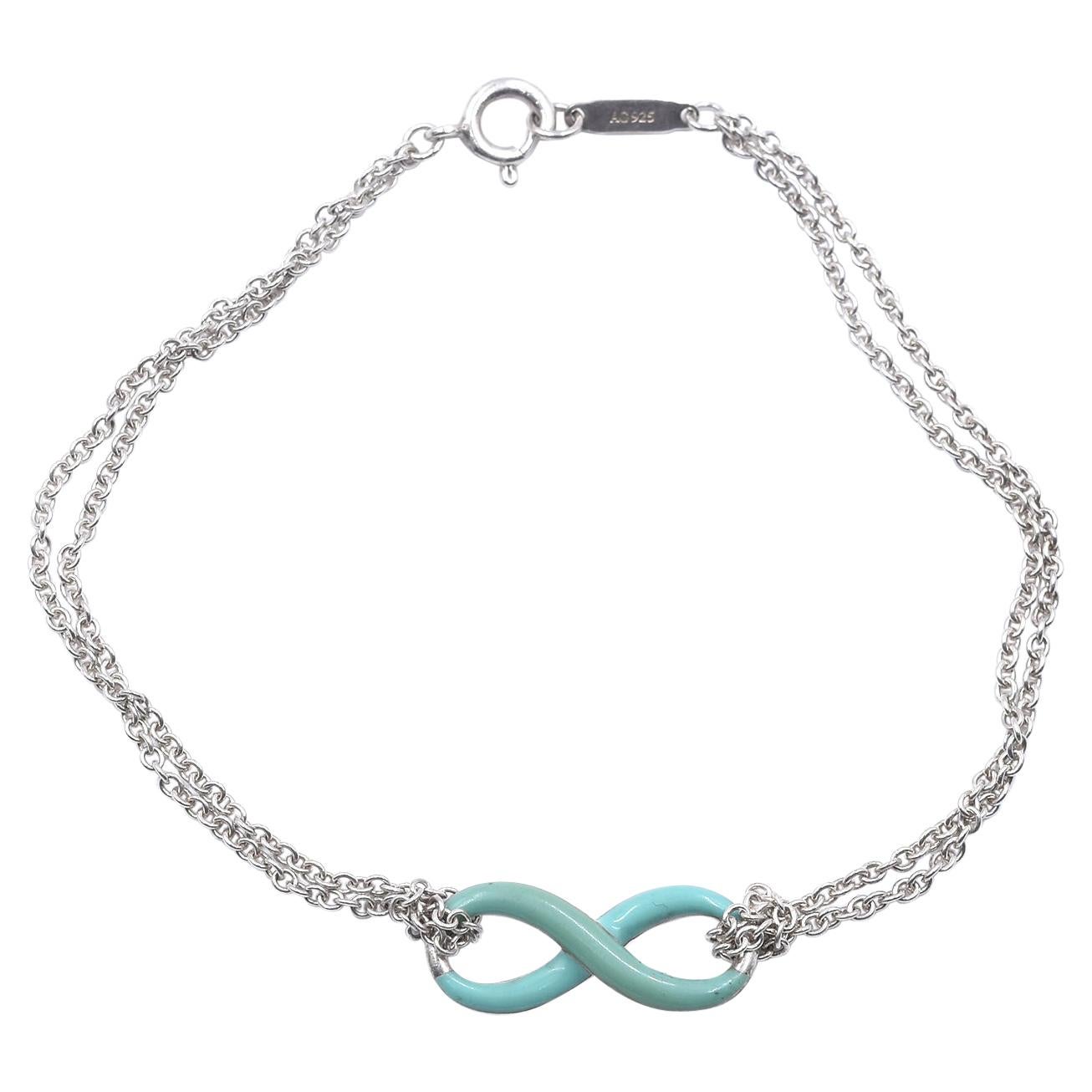 Tiffany & Co. Sterling Silver Blue Enamel Infinity Bracelet