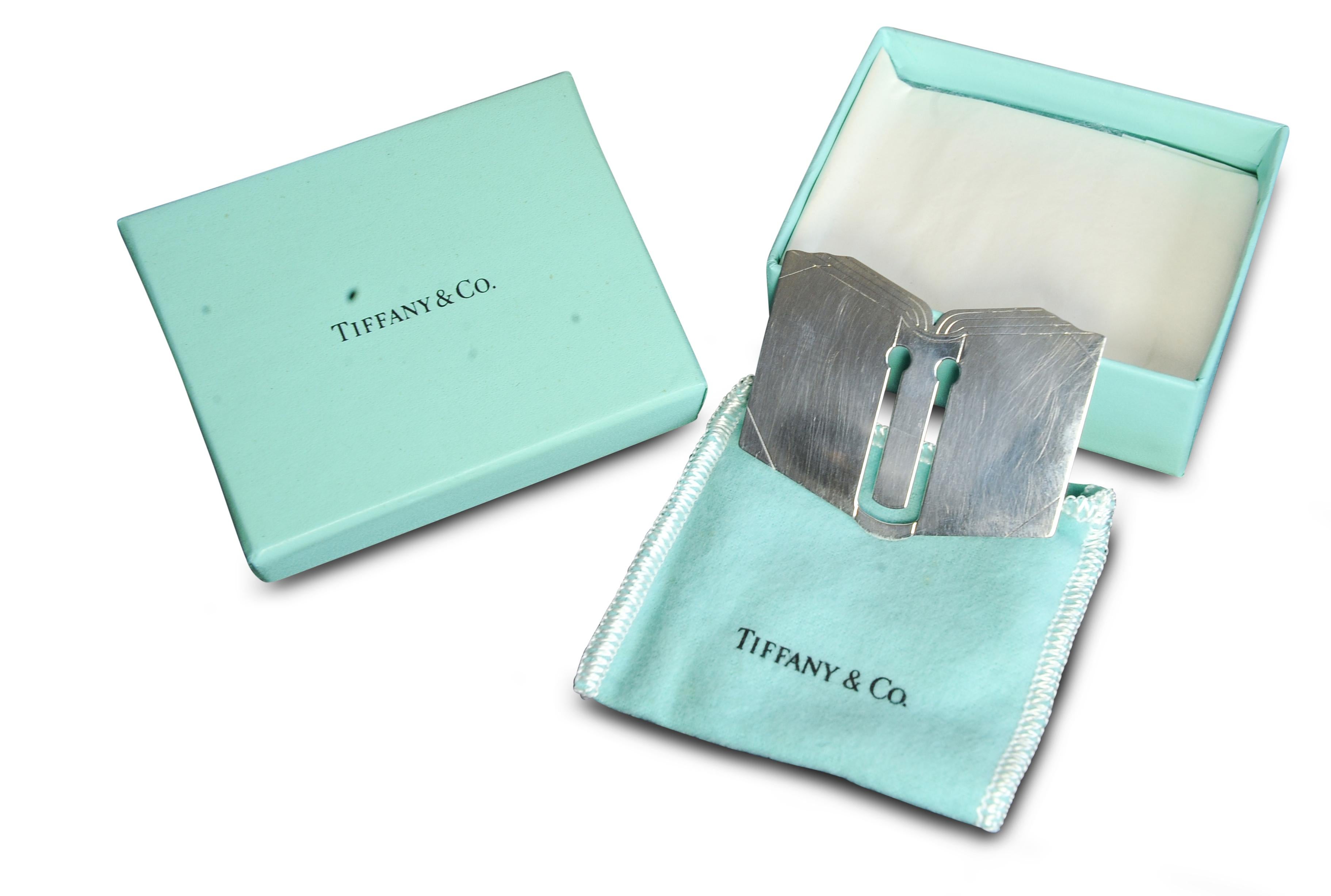 Art déco Bookmark Tiffany & Co en argent sterling en forme de livre ouvert dans une boîte  en vente