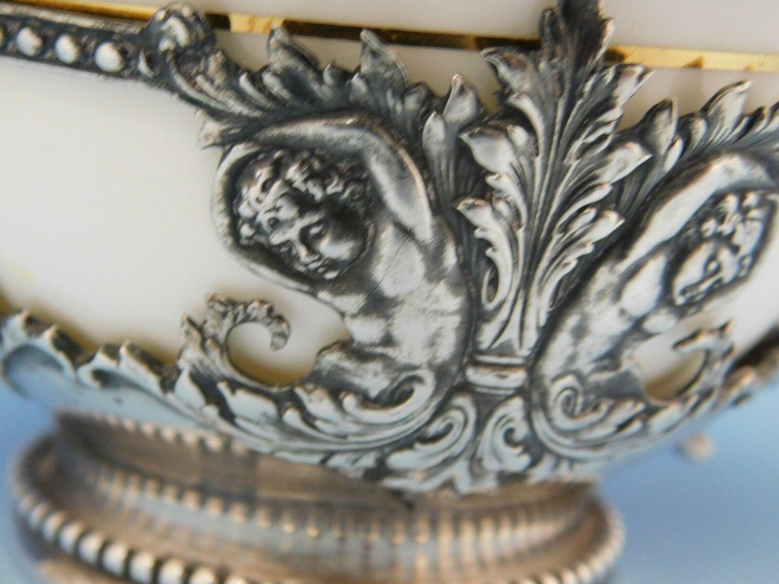 Tiffany & Co. Sterling Silver Bouillon Cup w/Cherubs/Liner w/Gold Border/Flowers 3