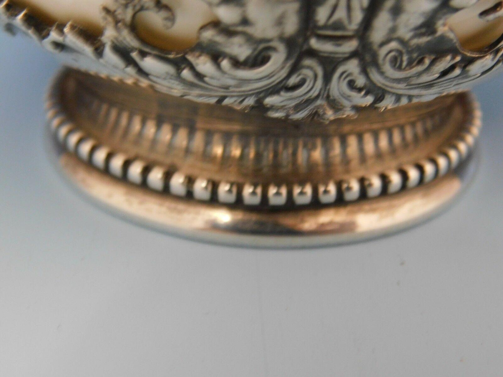 Tiffany & Co. Sterling Silver Bouillon Cup w/Cherubs/Liner w/Gold Border/Flowers 4