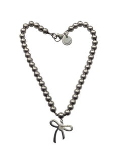 Tiffany & Co. Sterling Silver Bow Charm Beaded Bracelet #24762