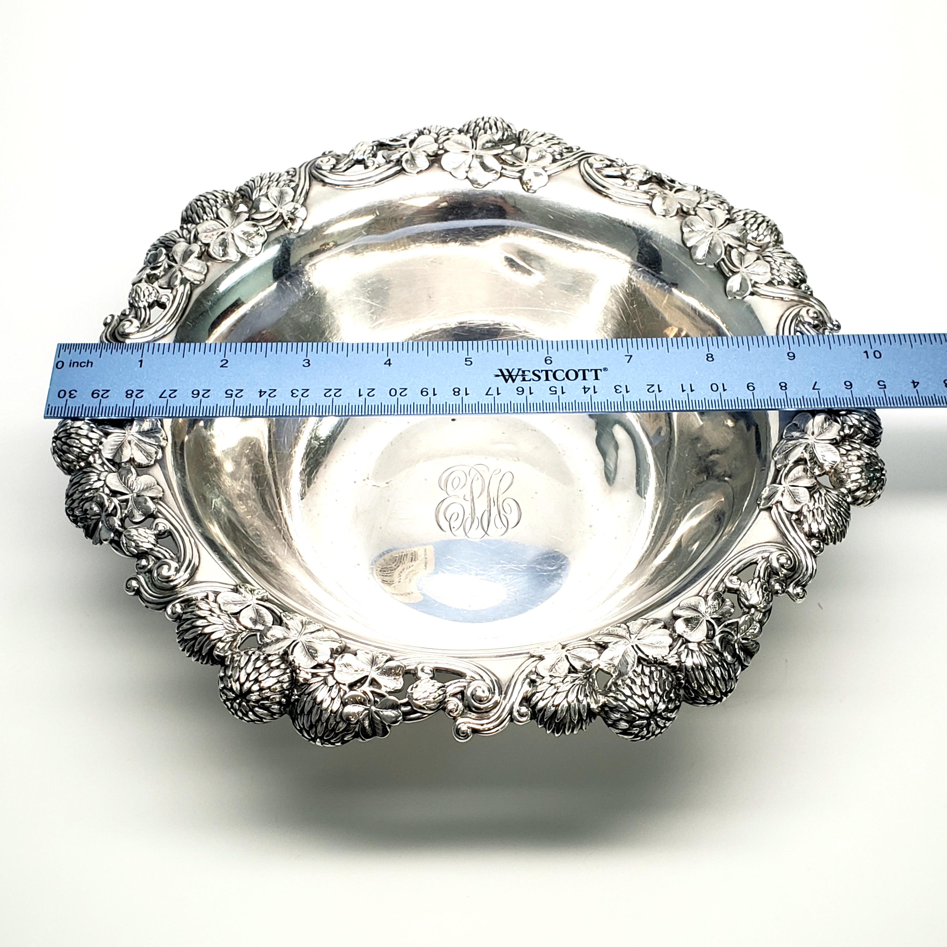 Tiffany & Co. Sterling Silver Bowl Clover Pattern with Monogram 1