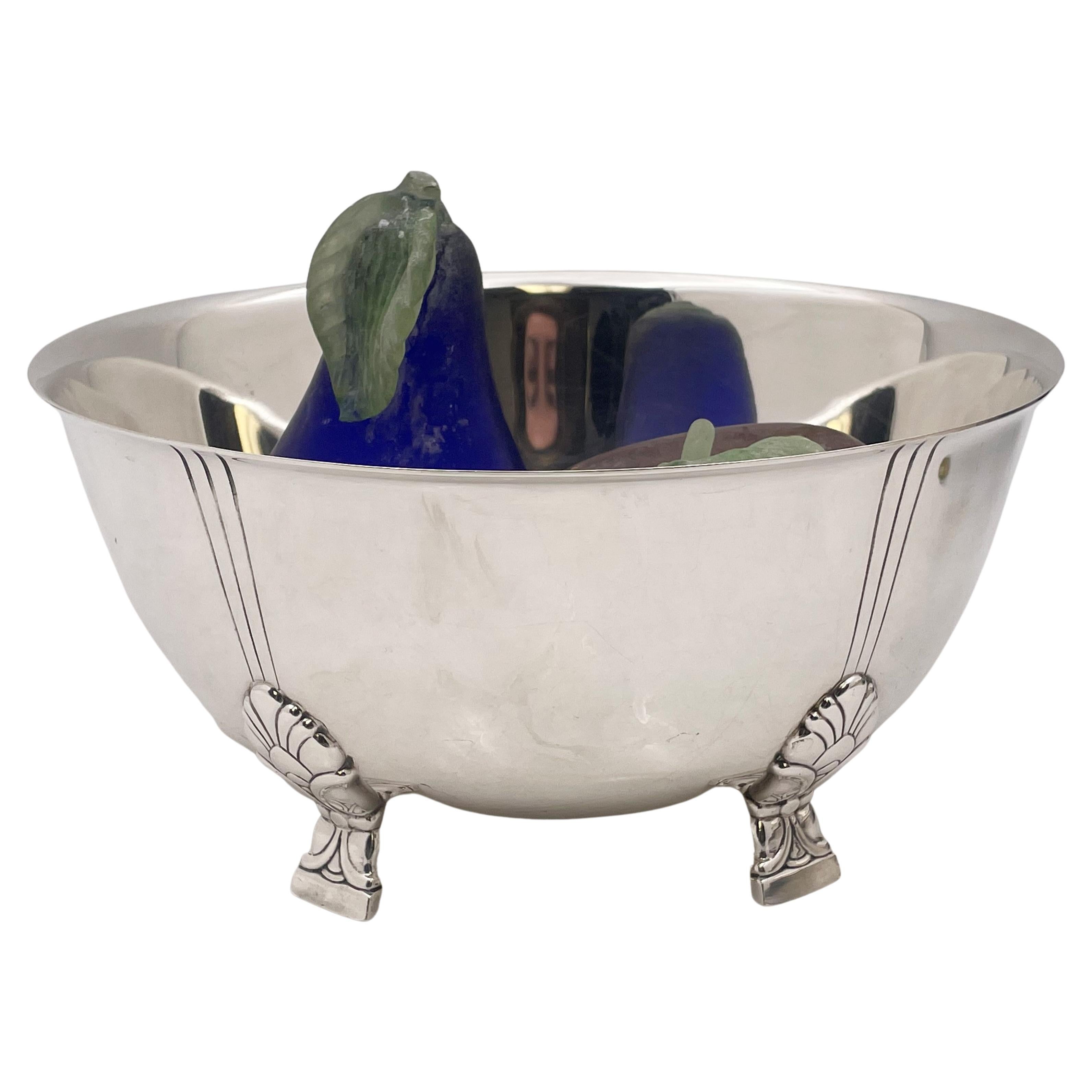 Tiffany & Co Sterling Silver Bowl in Palmette Pattern & Mid-Century Modern Style For Sale