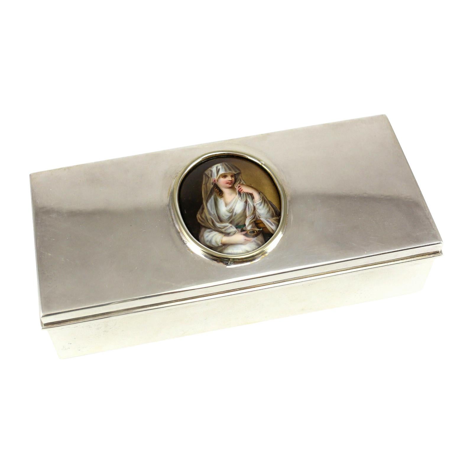 Tiffany & Co. Sterling Silver Box with Portrait Plaque For Sale