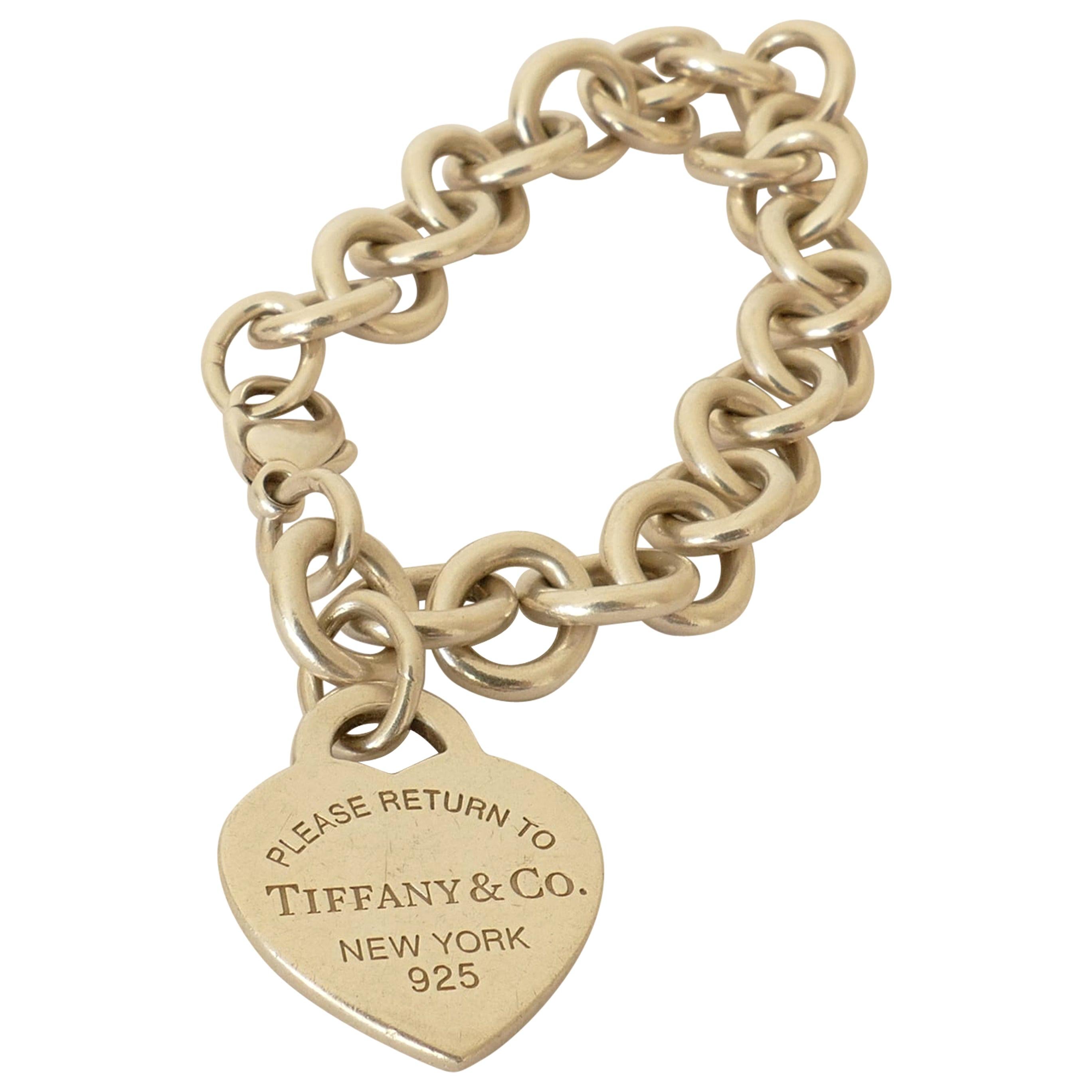 Tiffany and Co. Sterling Silver Large Heart Bracelet For Sale at 1stDibs