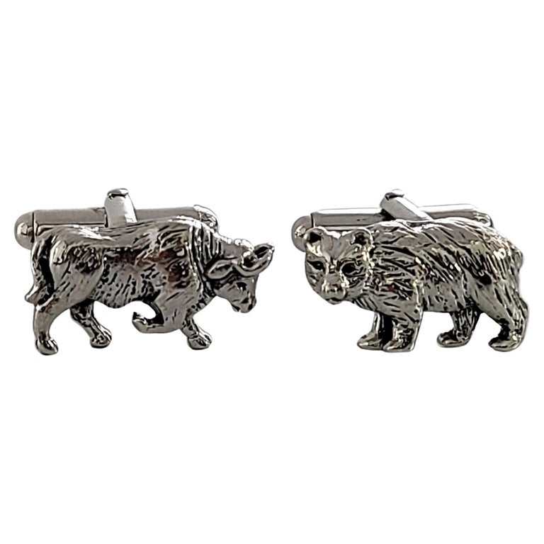 Tiffany and Co Sterling Silver Bull and Bear Cufflinks at 1stDibs