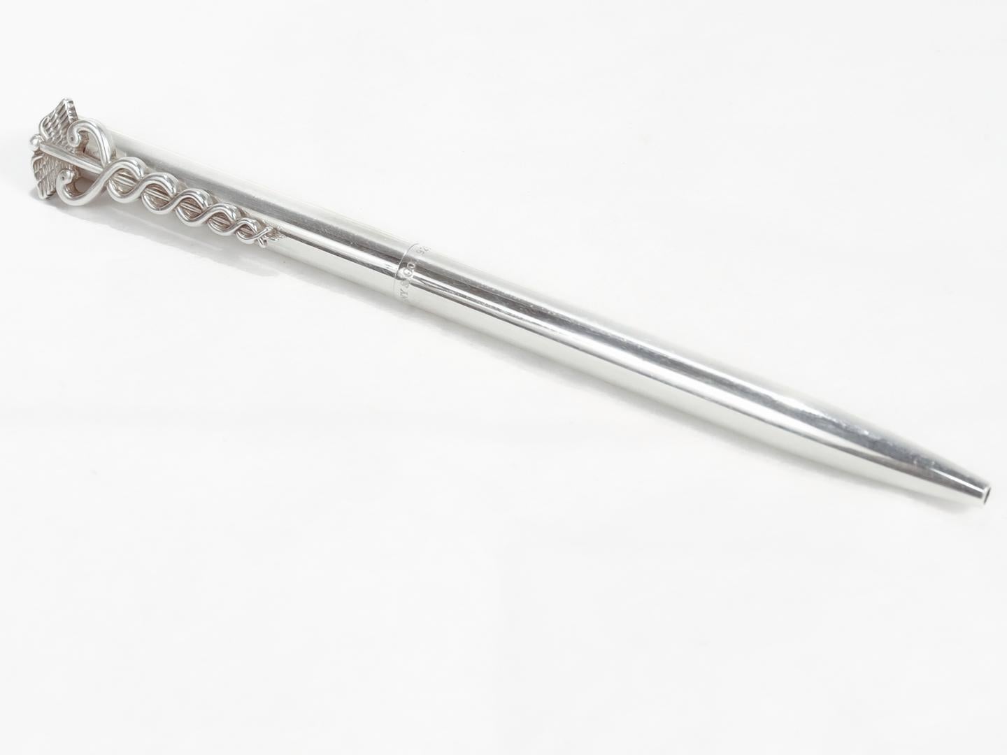 Women's or Men's Tiffany & Co. Sterling Silver Caduceus Ballpoint Pen For Sale