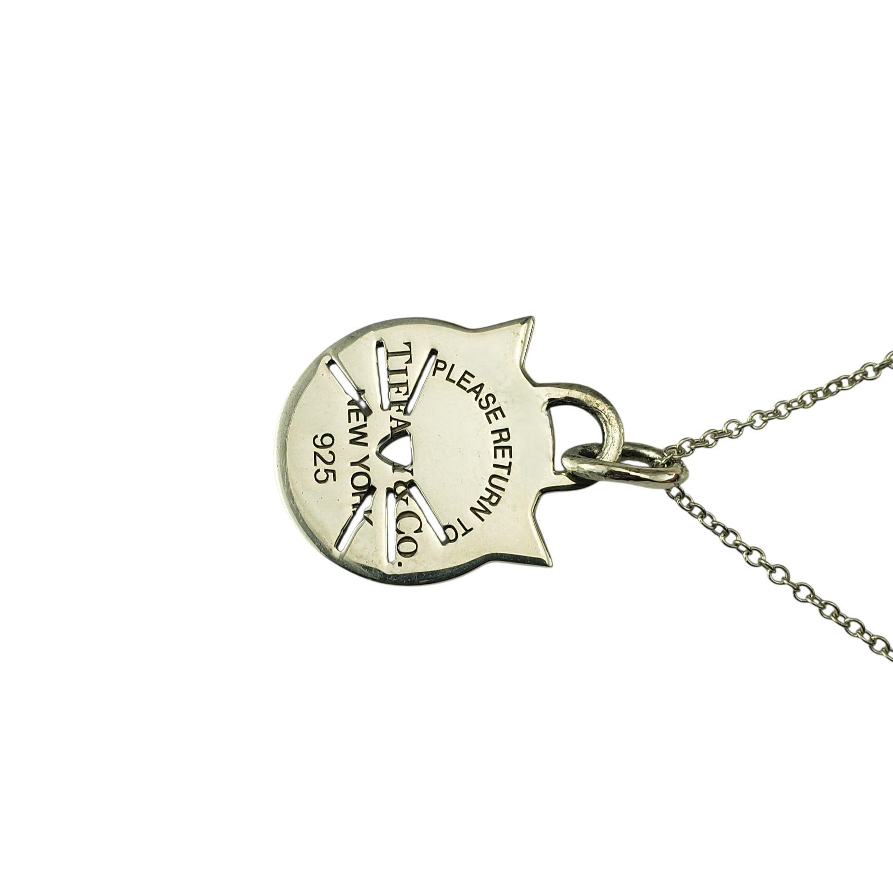 Tiffany & Co. Collana con ciondolo a forma di gatto in argento 925 con scatola #23260 In condizioni buone in vendita a Washington Depot, CT