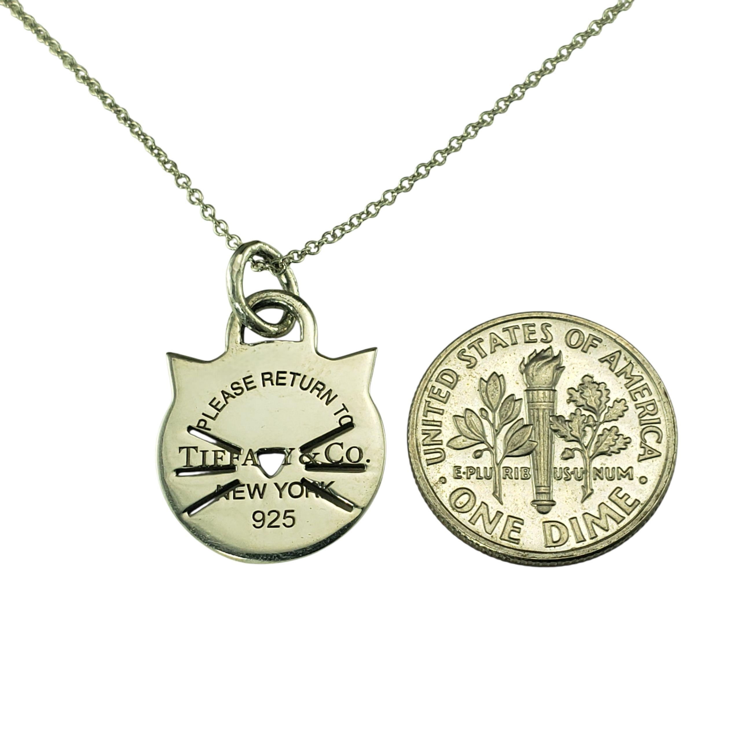Tiffany & Co. Collana con ciondolo a forma di gatto in argento 925 con scatola #23260 in vendita 1