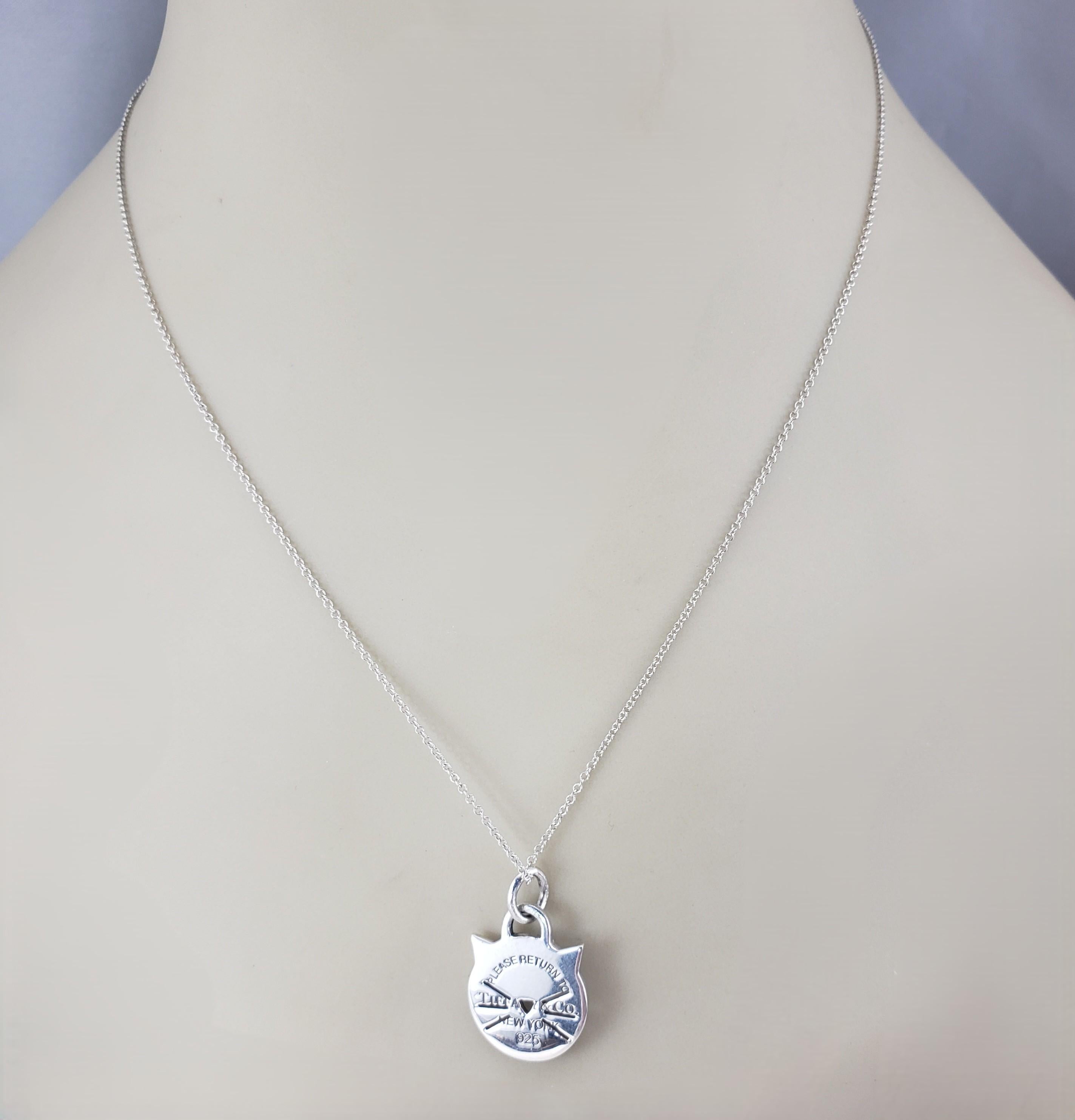 Tiffany & Co. Collana con ciondolo a forma di gatto in argento 925 con scatola #23260 in vendita 3