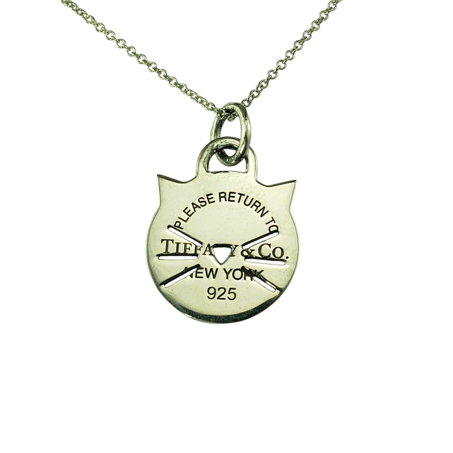Tiffany & Co. Collana con ciondolo a forma di gatto in argento 925 con scatola #23260 in vendita