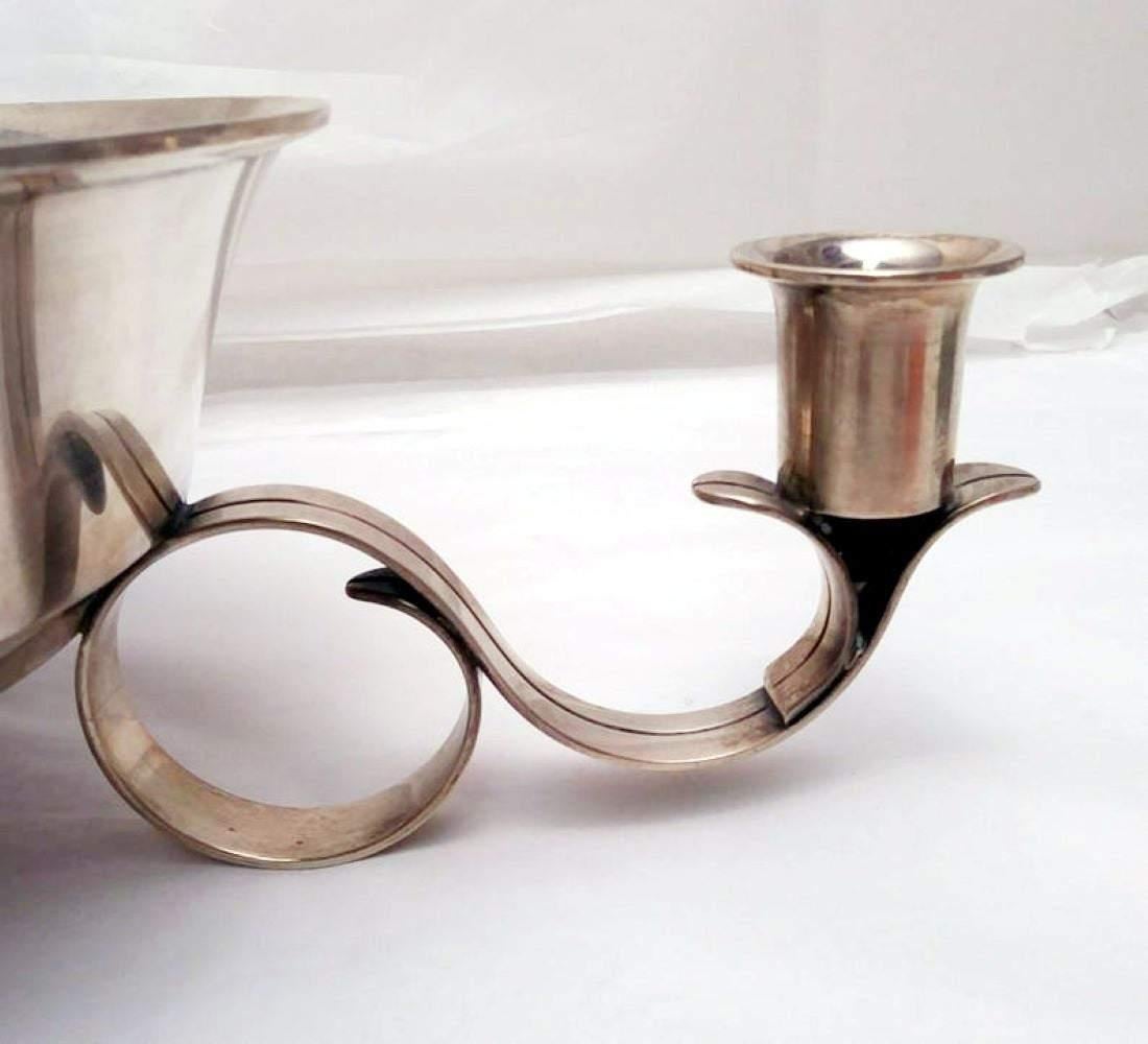 Tiffany & Co. Sterling Silver Centerpiece Bowl Candelabra Mid-Century Modern In Good Condition For Sale In New York, NY