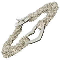 Tiffany & Co. Sterling Silver Heart Center Multi-Chain Bracelet