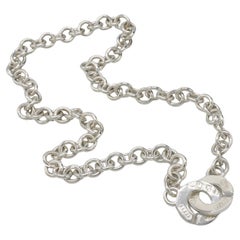 Tiffany & Co. Sterling Silver Chain Link 1837 Circle Clasp Necklace
