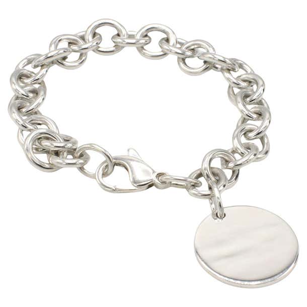 Tiffany And Co Sterling Silver Chain Link Circle Charm Disc Bracelet tiffany-and-co-sterling-silver-chain-link-circle-charm-disc-bracelet