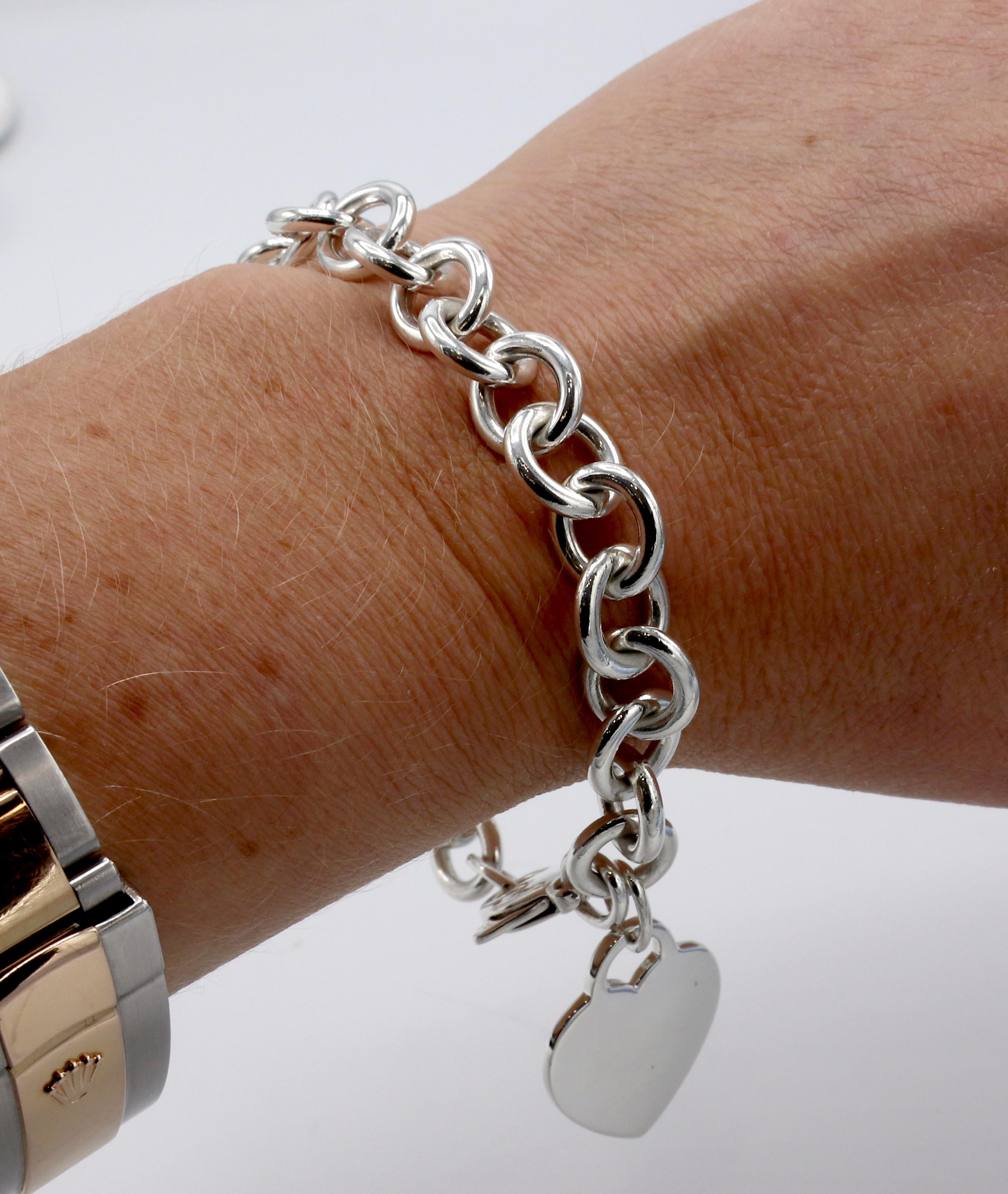 Tiffany & Co. Armband aus Sterlingsilber mit Kette und Herzanhänger 3