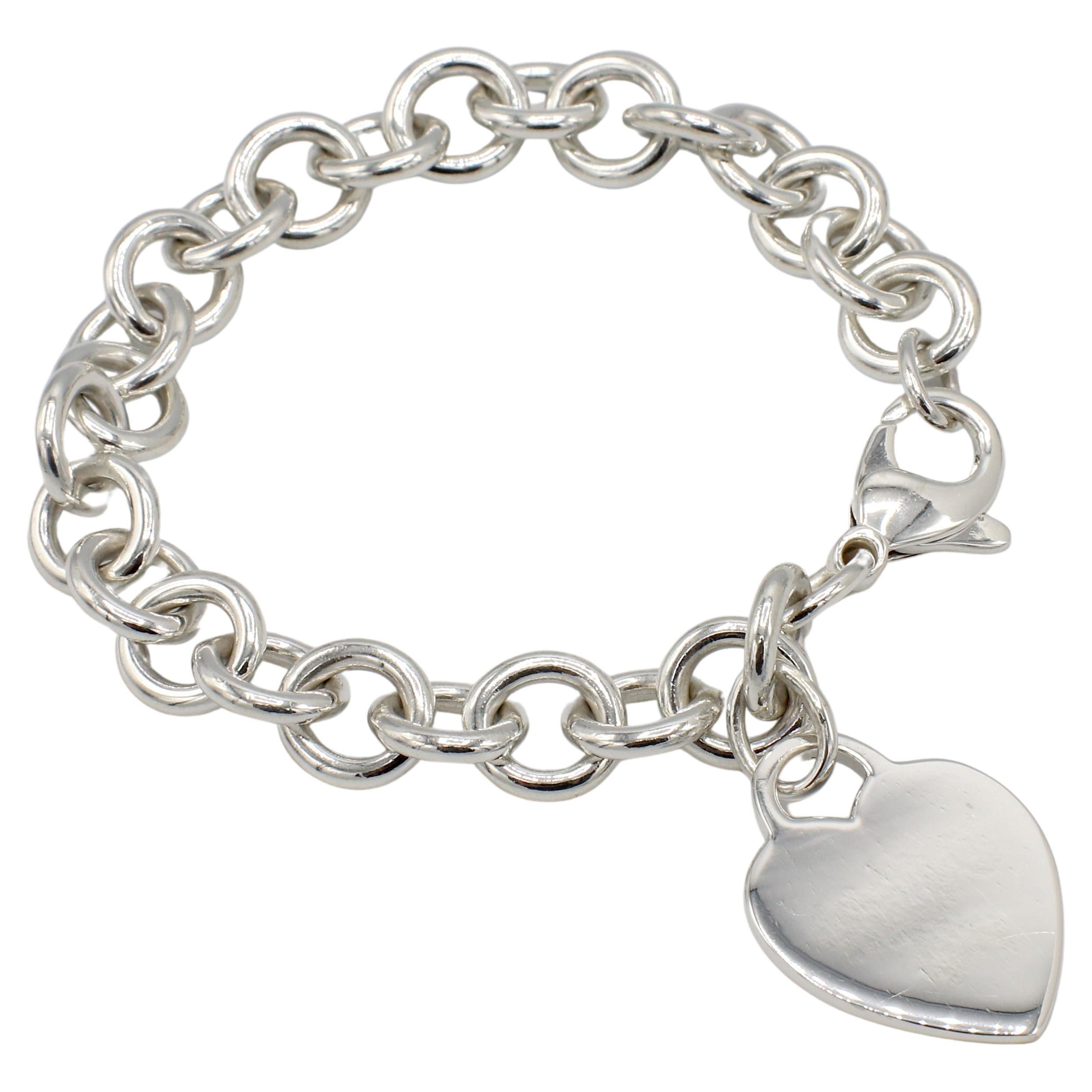 Jeweler Stainless Steel Heart Beads Charm Chain Linked Strand Bracelet 