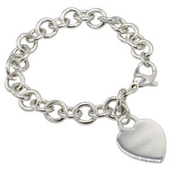 Tiffany & Co. Sterling Silver Chain Link Heart Charm Bracelet