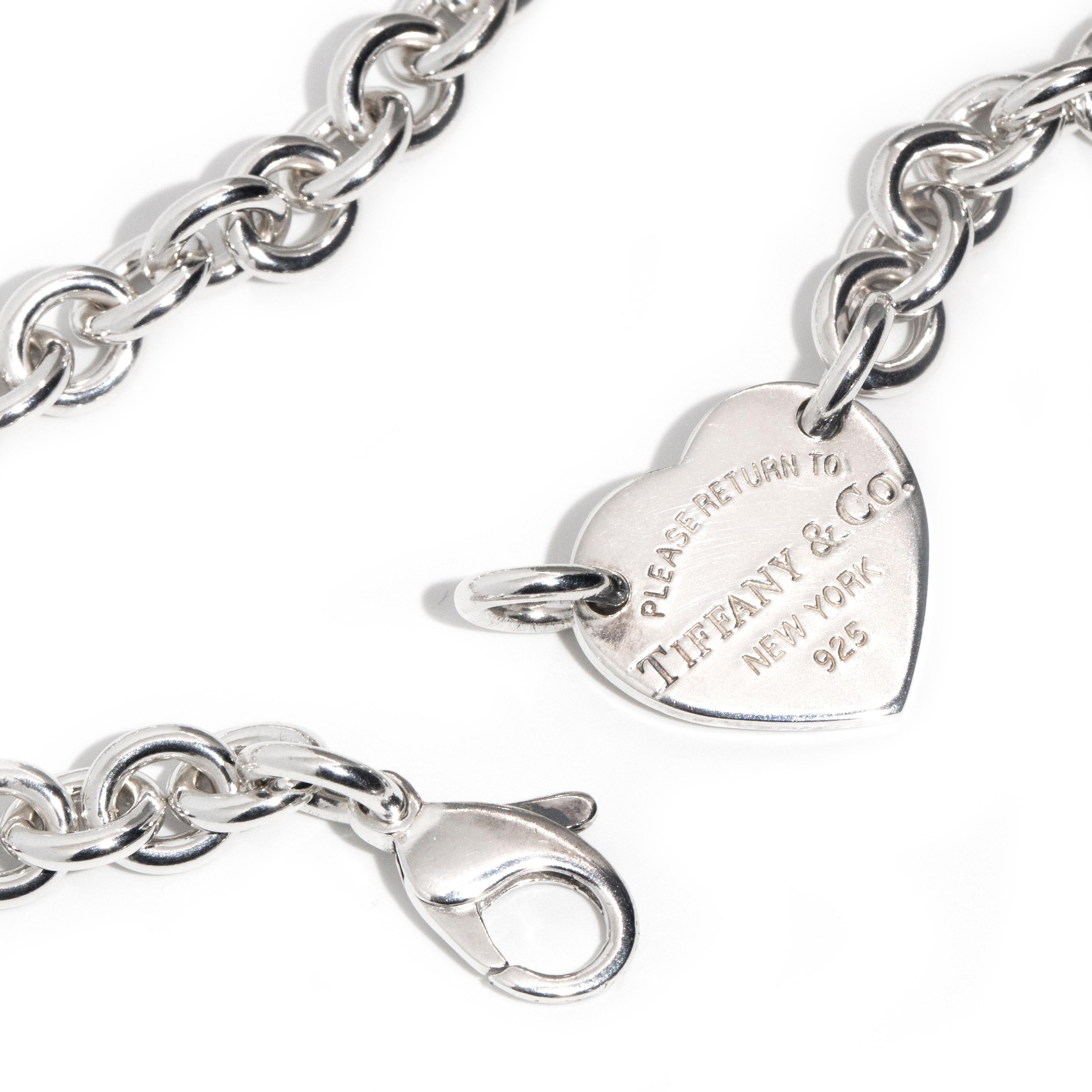 Tiffany & Co. Sterling Silver Chain Link Necklace & Hallmarked Heart Tag Pendant 2