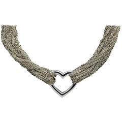 Tiffany & Co. Sterling Silver Heart Center Multi-Chain Necklace