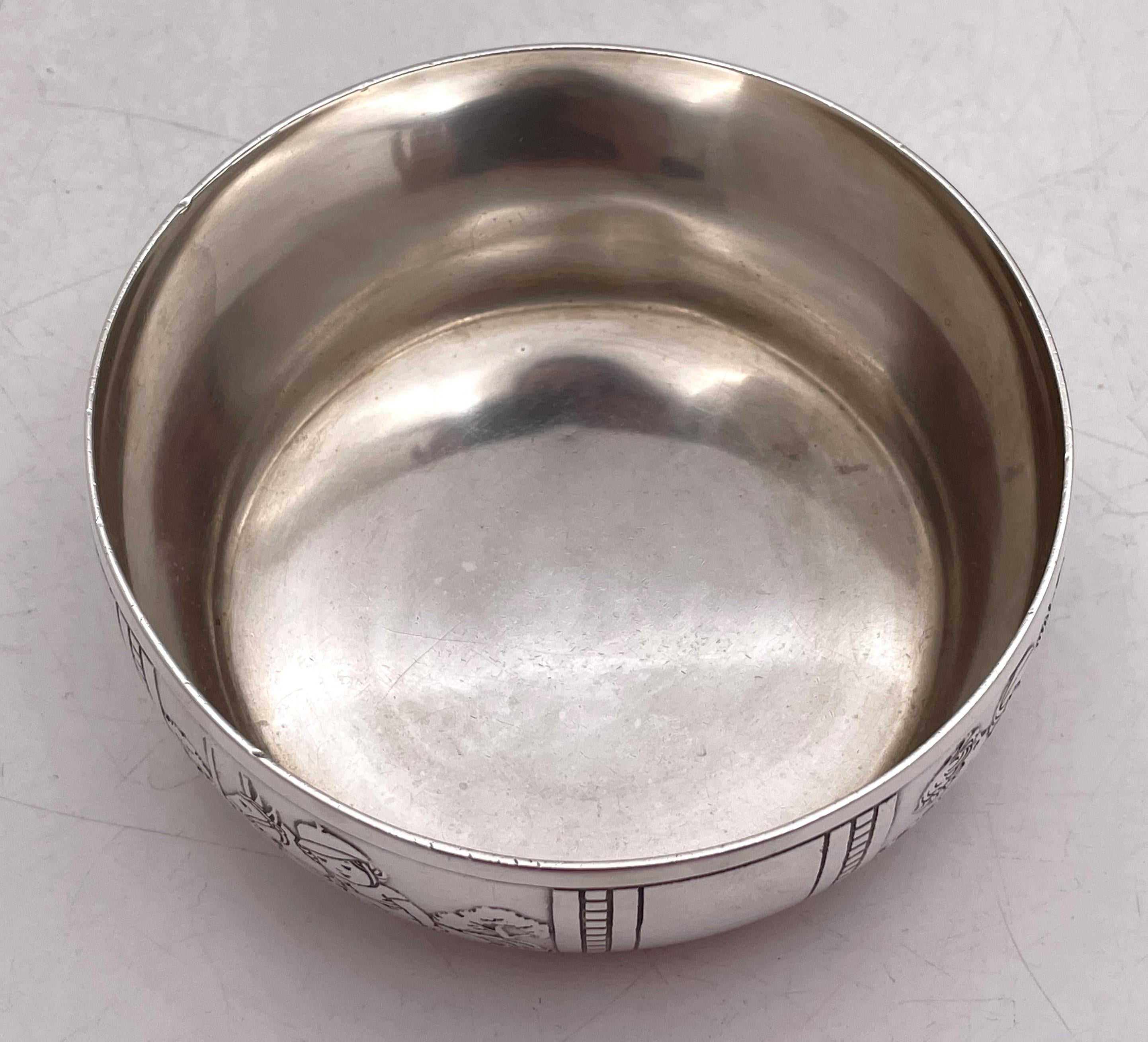 Tiffany & Co. Sterling Silver Child Bowl & Underplate with Boys Playing Sports For Sale 1