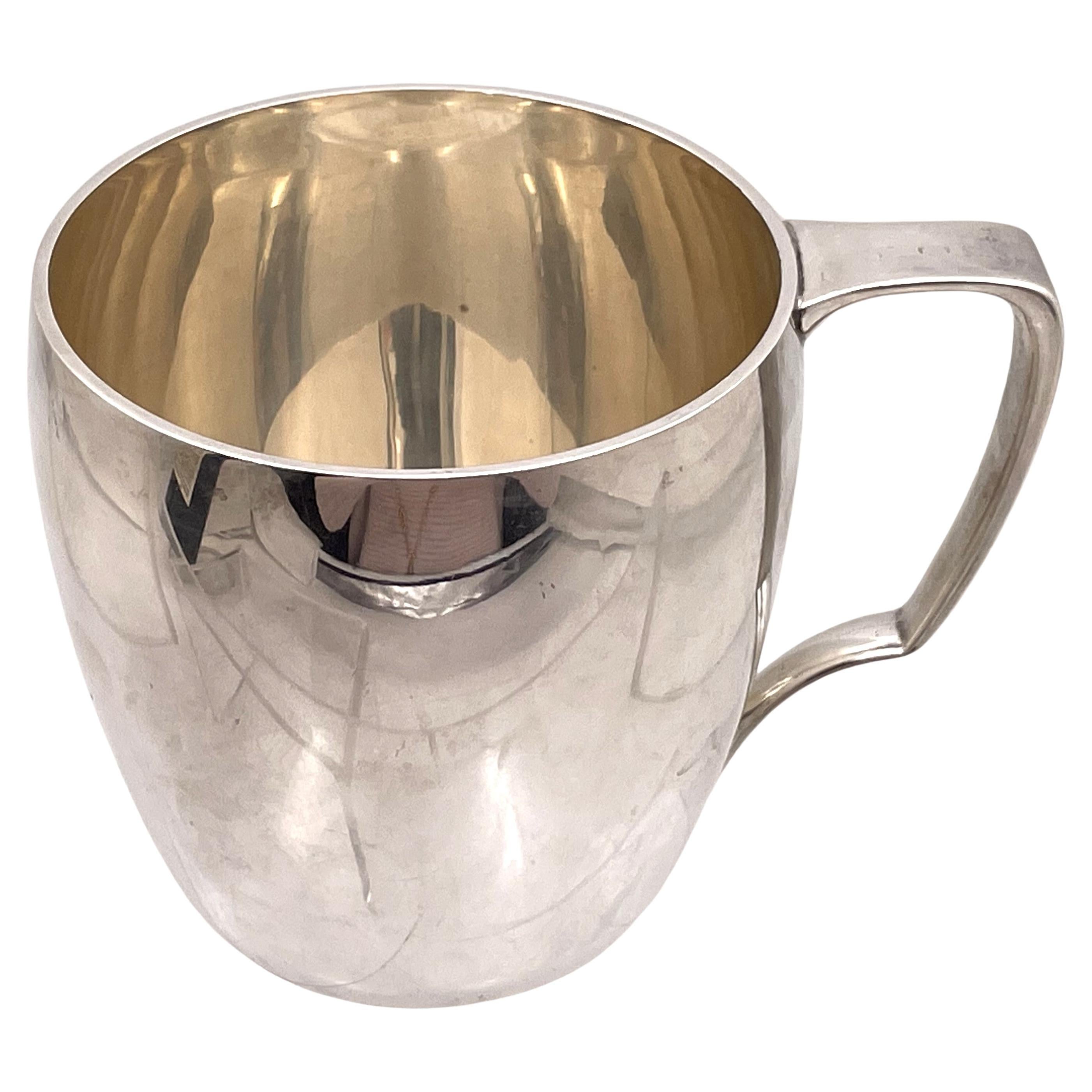 Tiffany & Co. Sterling Silver Child Christening Mug in Mid-Century Modern Style For Sale